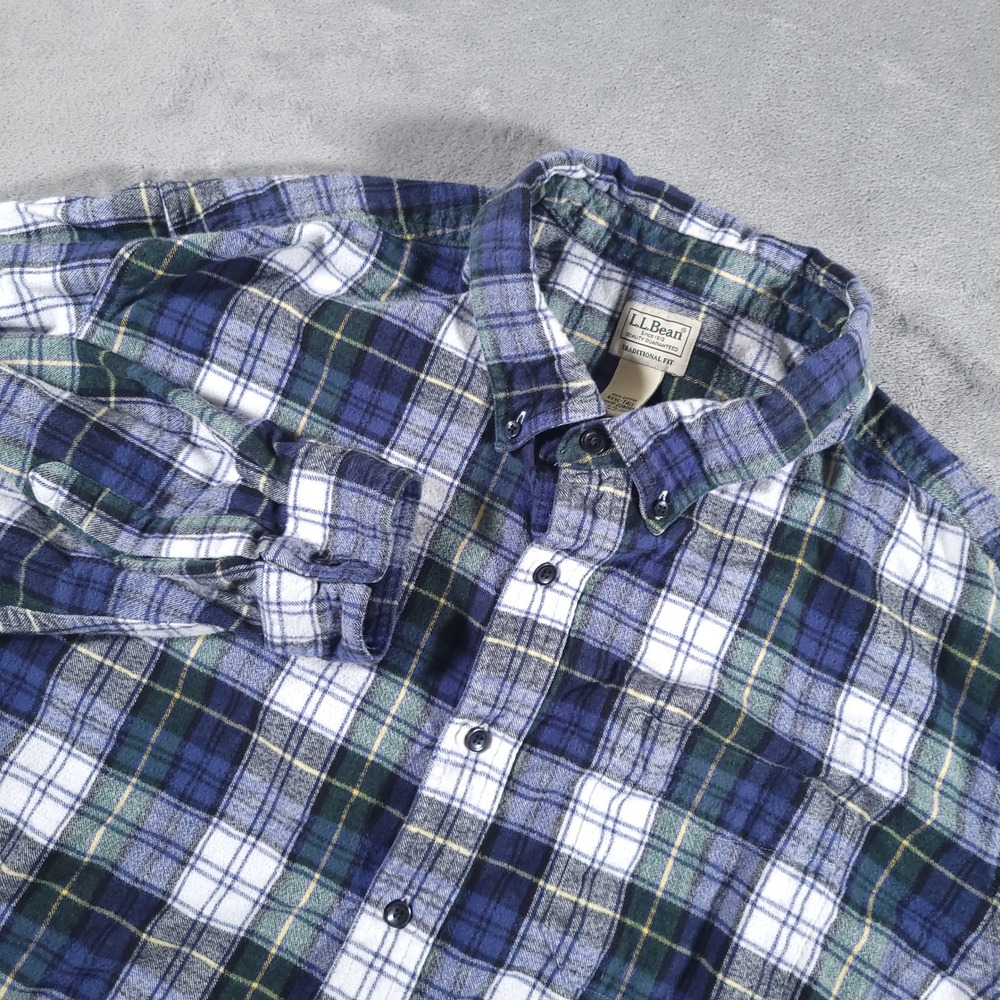 LL Bean Shirt Mens 3XL XXL Tall Scotch Plaid Flannel Button Down Traditional Fit